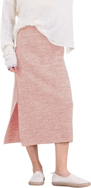 CHARTOU Women Fall Winter Stretchy Knit Skirt Side Slit Pencil Long Sweater Skirt