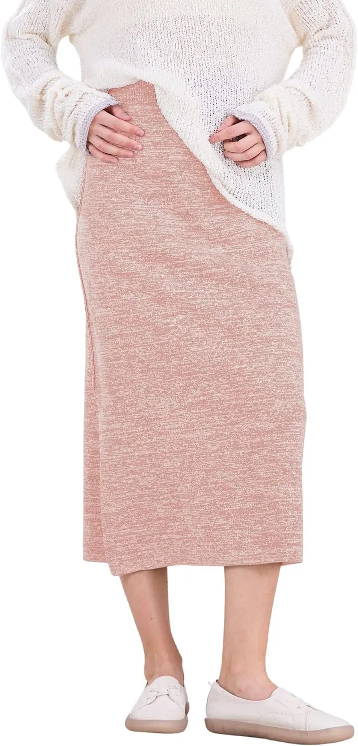 CHARTOU Women Fall Winter Stretchy Knit Skirt Side Slit Pencil Long Sweater Skirt