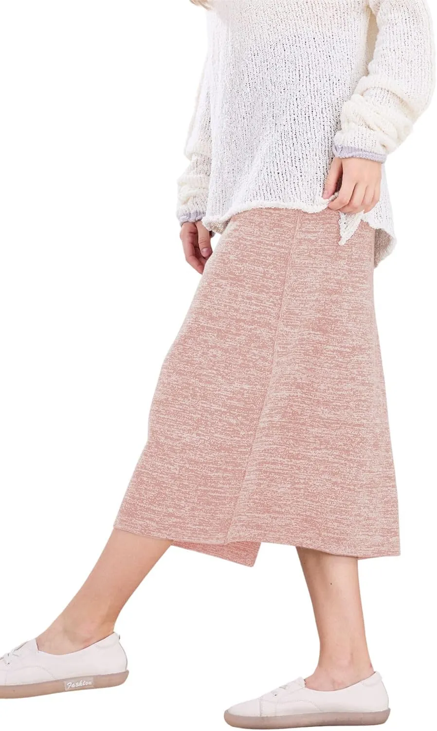 CHARTOU Women Fall Winter Stretchy Knit Skirt Side Slit Pencil Long Sweater Skirt