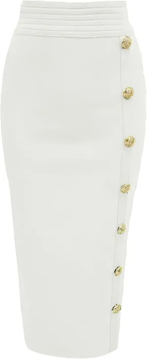 CHARTOU Women Long Bodycon Skirt Pencil Skirt High Waisted Button Zipper Midi Packaged Hip Skinny Skirt