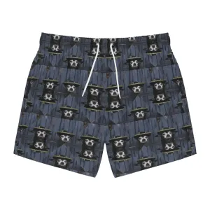 Chihuahua Dachshund Chiweenie with Sherpa and Black Hat Design Printed Men's Swim Trunks