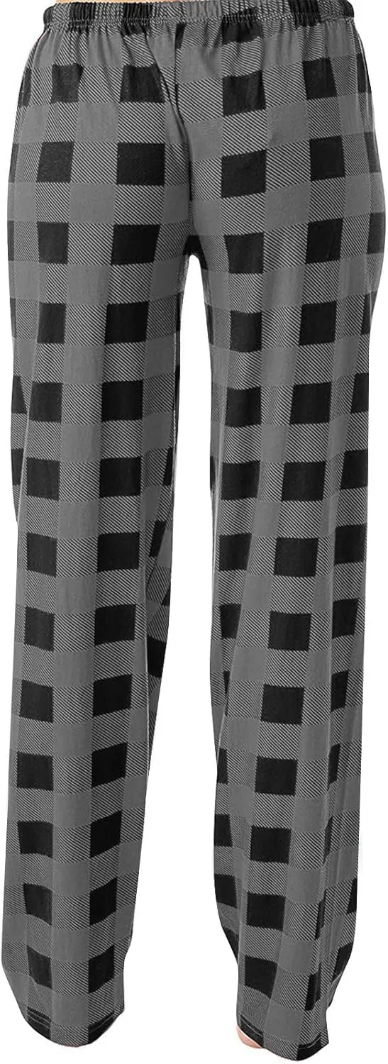 Christmas Pants for Women Buffalo Plaid Soft Sleepwear Lounge Pants Elastic Waistband Straight Leg Loungewear Pants