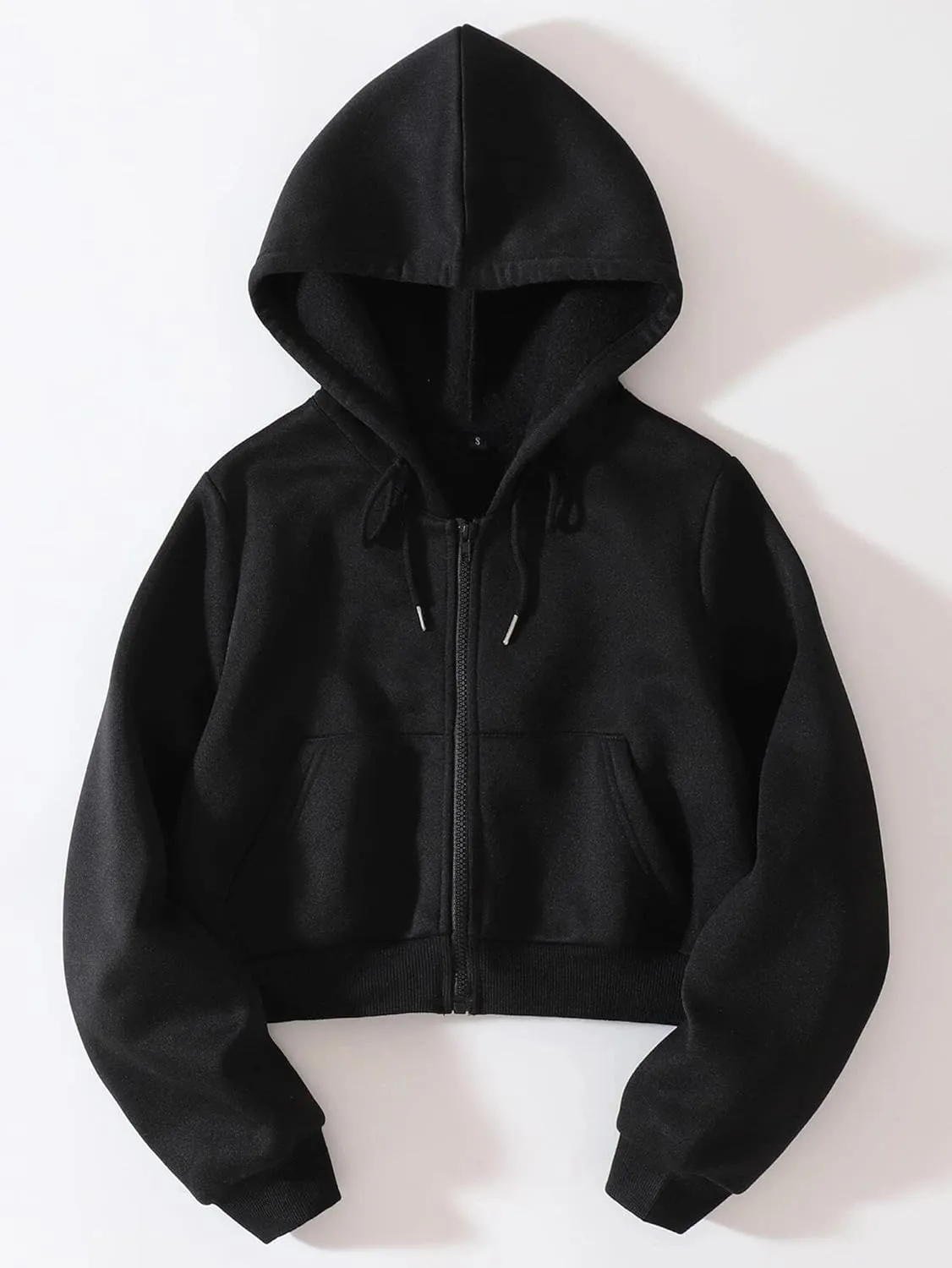 Cioatin Women Fleece Zip Up Crop Hoodies Sweatshirt Y2K Fall Trendy Long Sleeve Athletic Workout Pullover Jacket Sweater