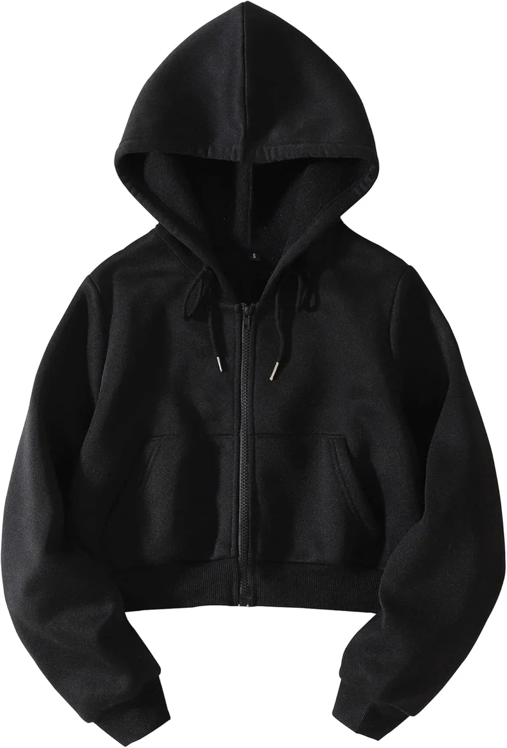 Cioatin Women Fleece Zip Up Crop Hoodies Sweatshirt Y2K Fall Trendy Long Sleeve Athletic Workout Pullover Jacket Sweater