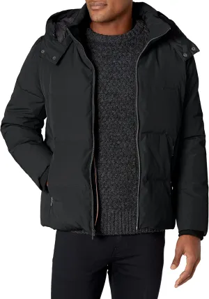 Cole Haan Men's Short Down Parka with Hooded Down Coat