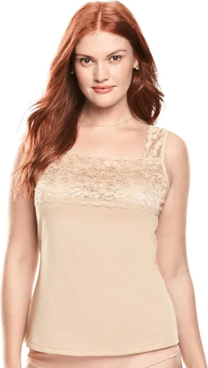 Comfort Choice Plus Size Silky Lace-Trimmed Camisole