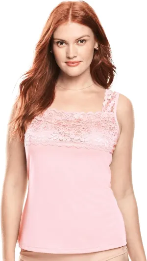 Comfort Choice Plus Size Silky Lace-Trimmed Camisole