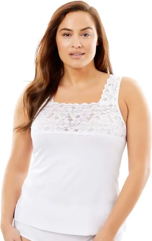 Comfort Choice Plus Size Silky Lace-Trimmed Camisole