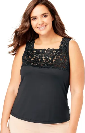 Comfort Choice Plus Size Silky Lace-Trimmed Camisole