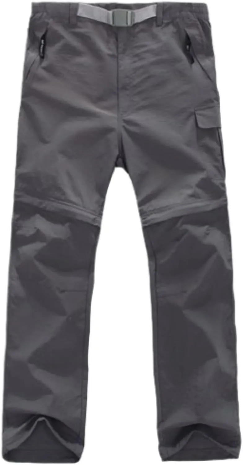 Convertible Cargo Pants for Men Quick Dry Stretch Waist Casual Athletic Pants Relaxed Fit Lightweight Streetwear Trousers