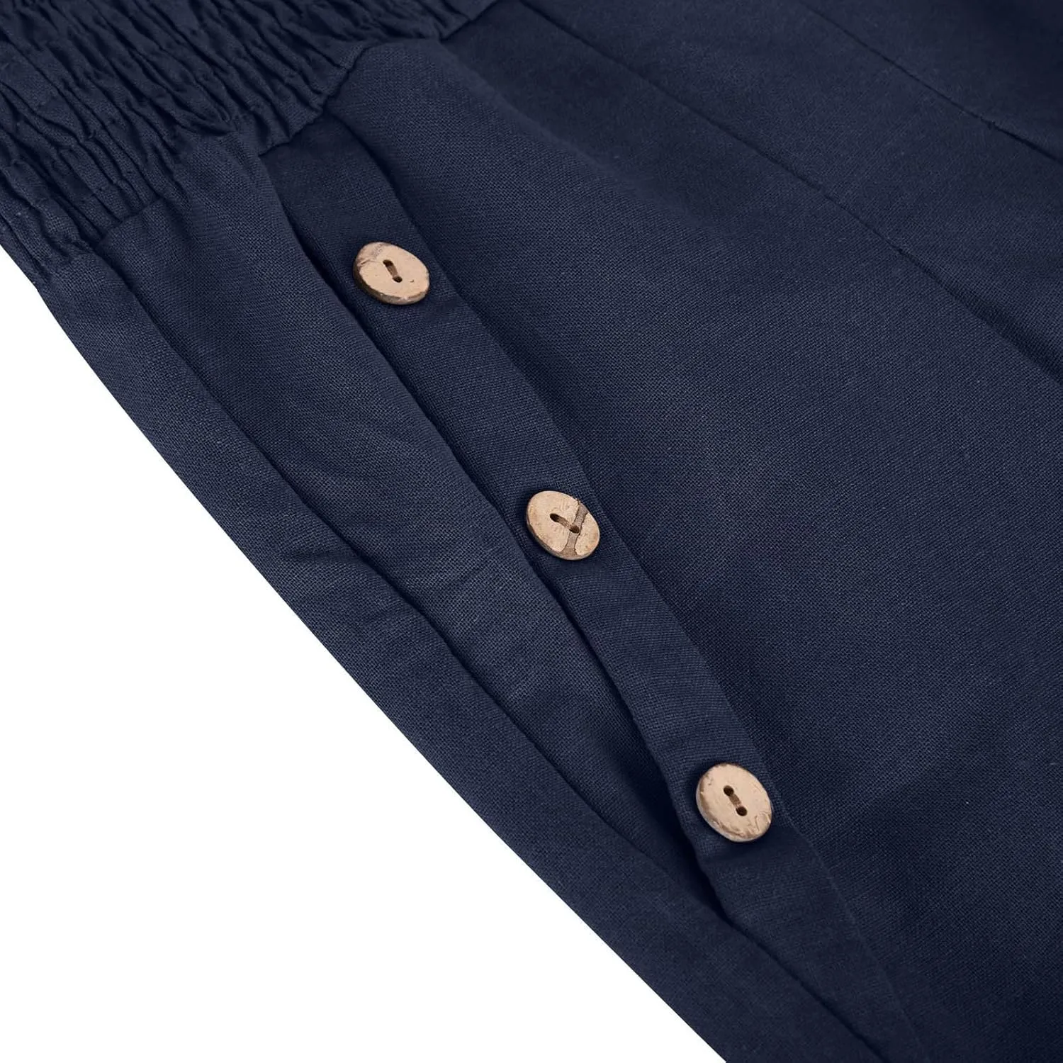 Cotton and Linen Pants for Womens High Waist Stretch Soft Pleated Trousers Summer Beach Lounge Pant with Pockets
