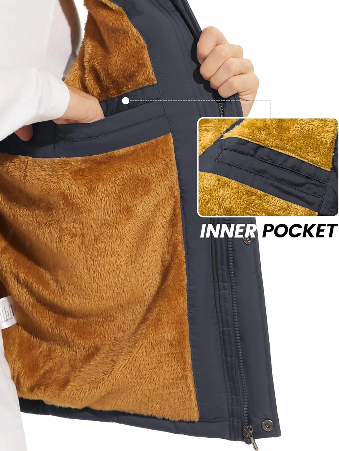CRYSULLY Men's Winter Outerwear Vests Fleece Lined Sleeveless Jackets Warm Quilted Puffer Vest Casual Sherpa Outdoor Vest
