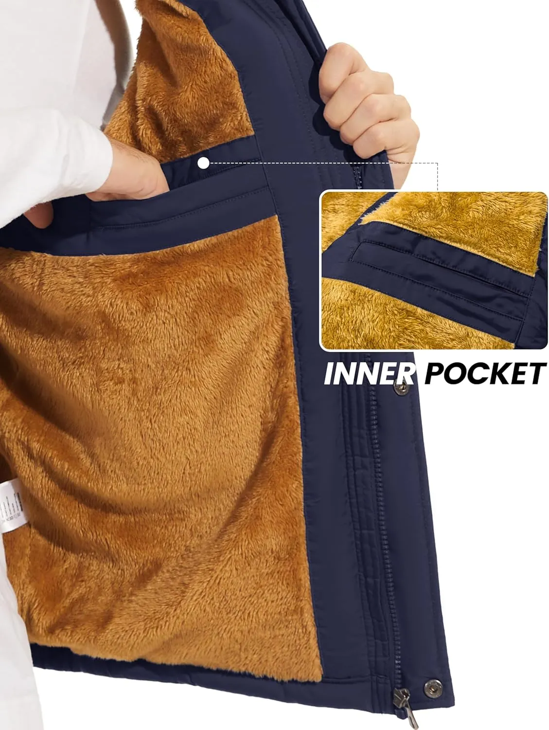 CRYSULLY Men's Winter Outerwear Vests Fleece Lined Sleeveless Jackets Warm Quilted Puffer Vest Casual Sherpa Outdoor Vest