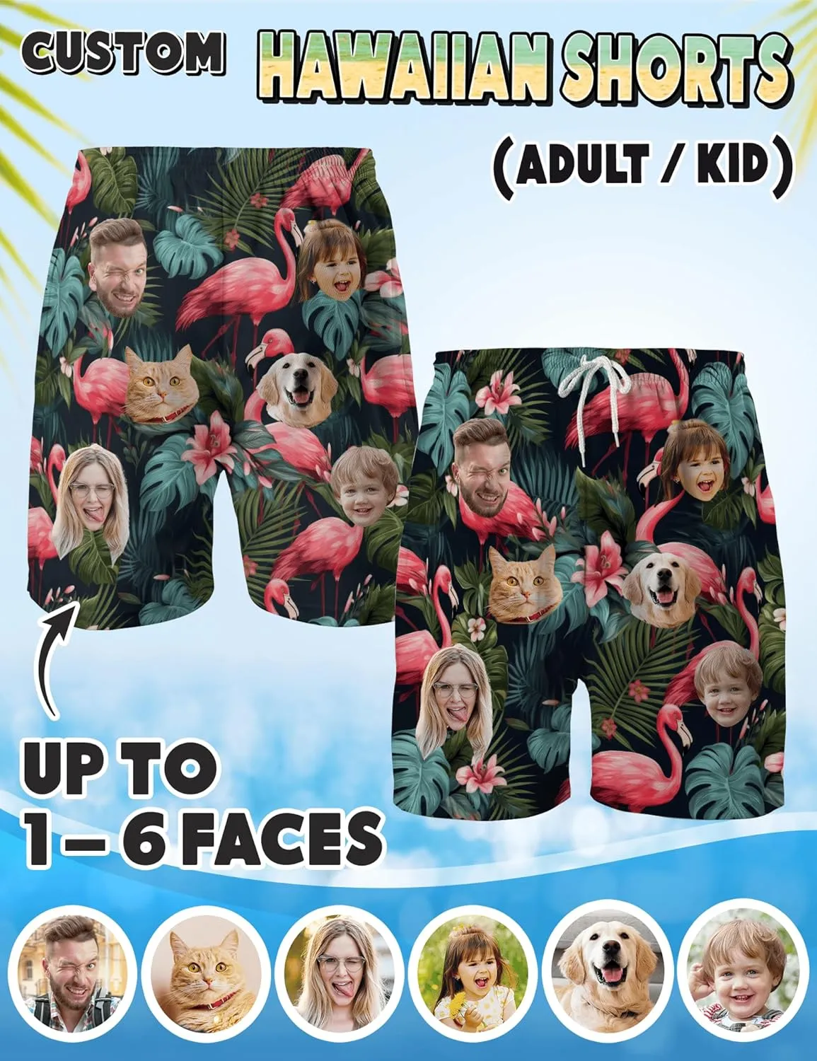 Custom Swim Trunks with Face ?C Funny Swim Trunks for Men, Personalized Board Shorts, Custom Swimwear, Unique Summer Outfit