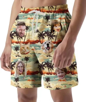 Custom Swim Trunks with Face ?C Funny Swim Trunks for Men, Personalized Board Shorts, Custom Swimwear, Unique Summer Outfit