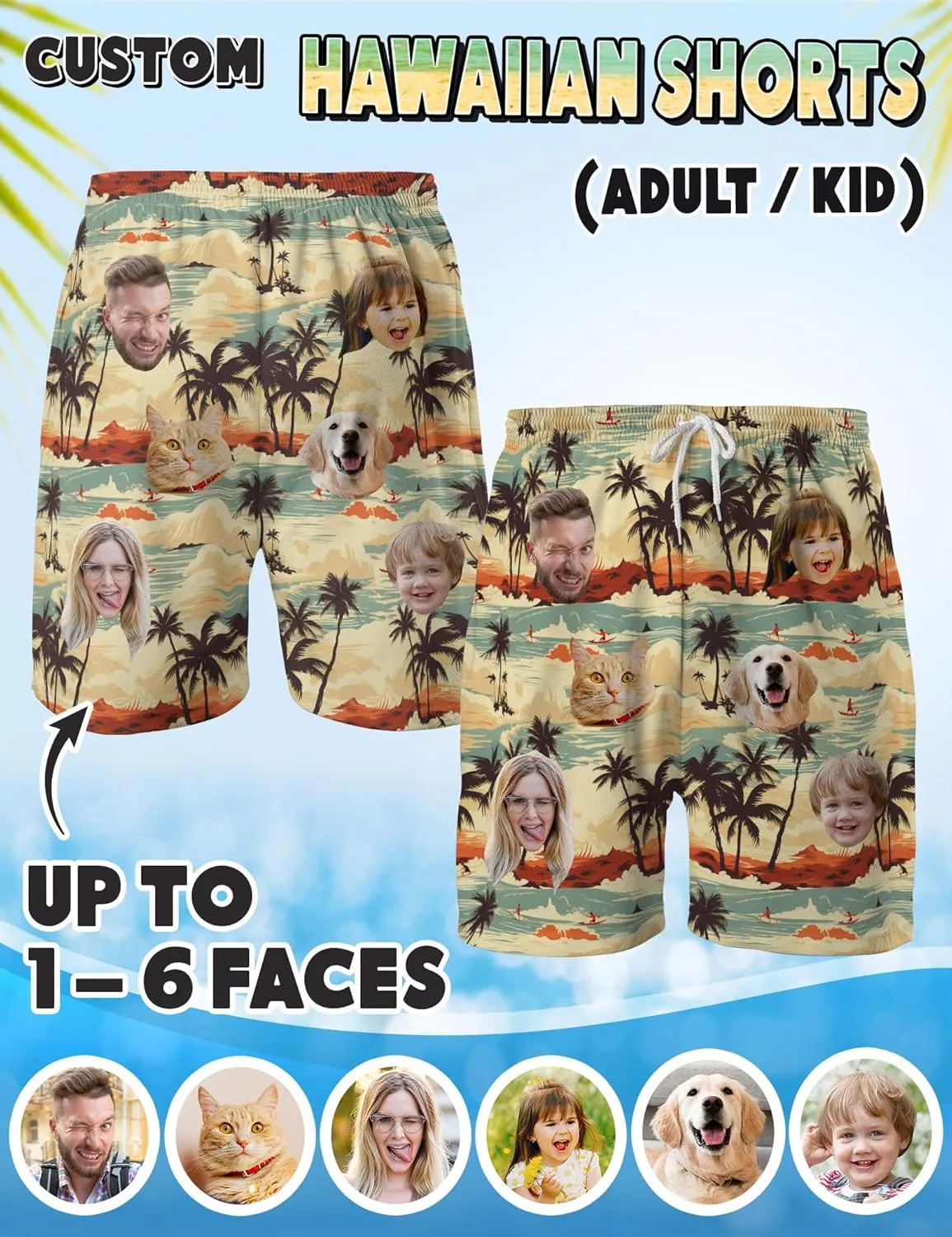 Custom Swim Trunks with Face ?C Funny Swim Trunks for Men, Personalized Board Shorts, Custom Swimwear, Unique Summer Outfit