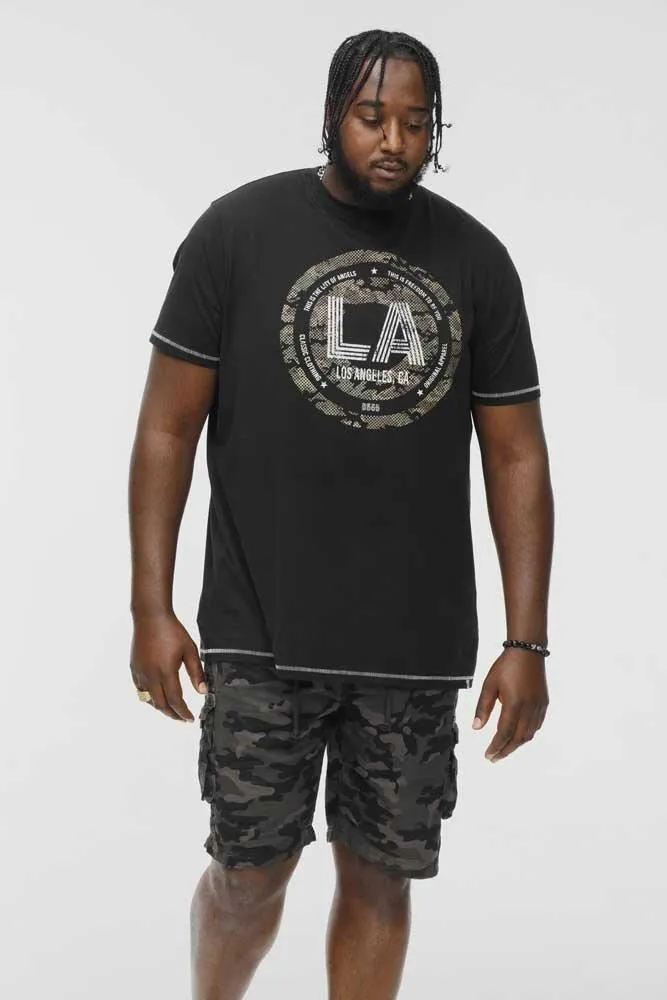 D555 BENNYLA Camo Printed Short Sleeve T-Shirt for Men's (601515) in Black, 3XL-6XL