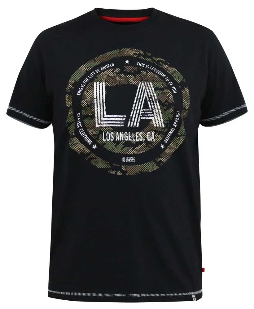 D555 BENNYLA Camo Printed Short Sleeve T-Shirt for Men's (601515) in Black, 3XL-6XL