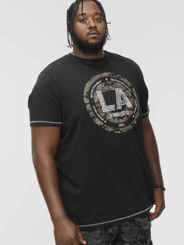D555 BENNYLA Camo Printed Short Sleeve T-Shirt for Men's (601515) in Black, 3XL-6XL