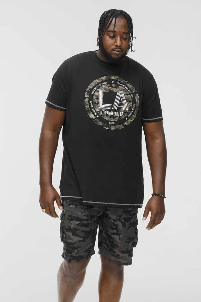 D555 BENNYLA Camo Printed Short Sleeve T-Shirt for Men's (601515) in Black, 3XL-6XL