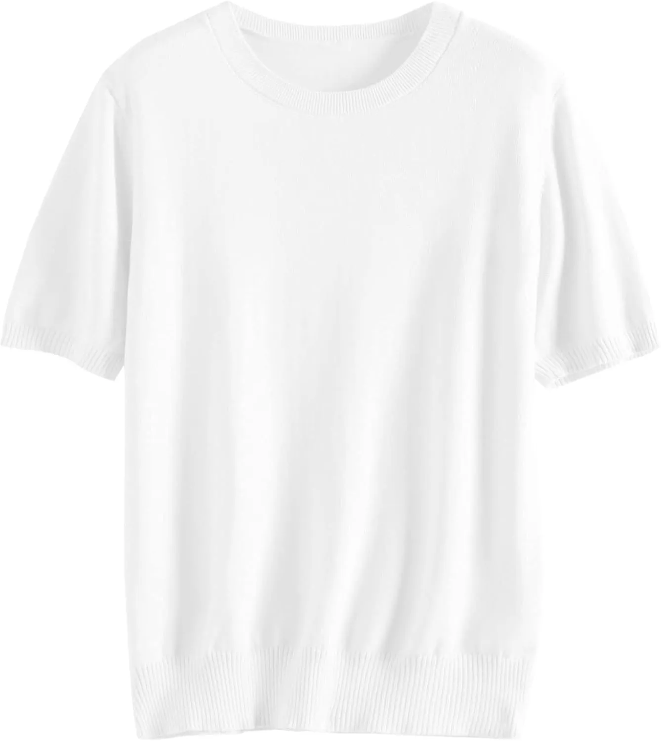 DAIMIDY Women's Short Sleeve Crew Neck Sweaters Lightweight Summer Sweater Casual Knit Pullover Tops