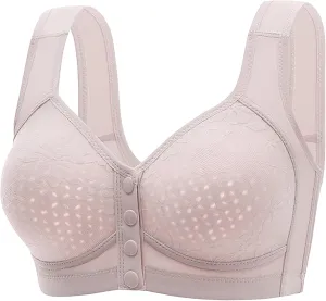 Daisy Bra for Seniors,No Underwire Comfortable Front Snap Closure Sleep Bras,Light Thin Breathable Simple Everyday Bra