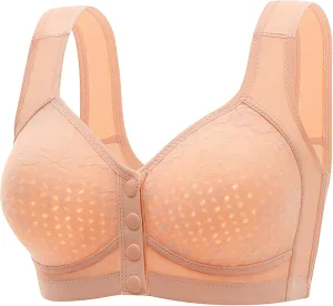 Daisy Bra for Seniors,No Underwire Comfortable Front Snap Closure Sleep Bras,Light Thin Breathable Simple Everyday Bra