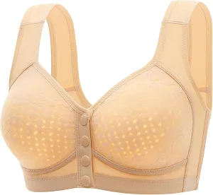 Daisy Bra for Seniors,No Underwire Comfortable Front Snap Closure Sleep Bras,Light Thin Breathable Simple Everyday Bra