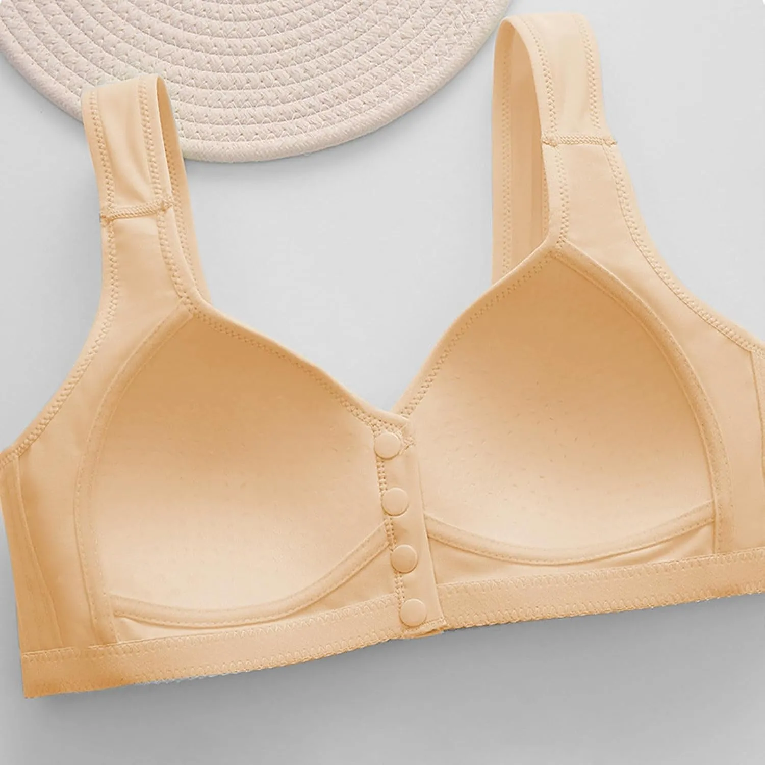 Daisy Bra for Seniors,No Underwire Comfortable Front Snap Closure Sleep Bras,Light Thin Breathable Simple Everyday Bra