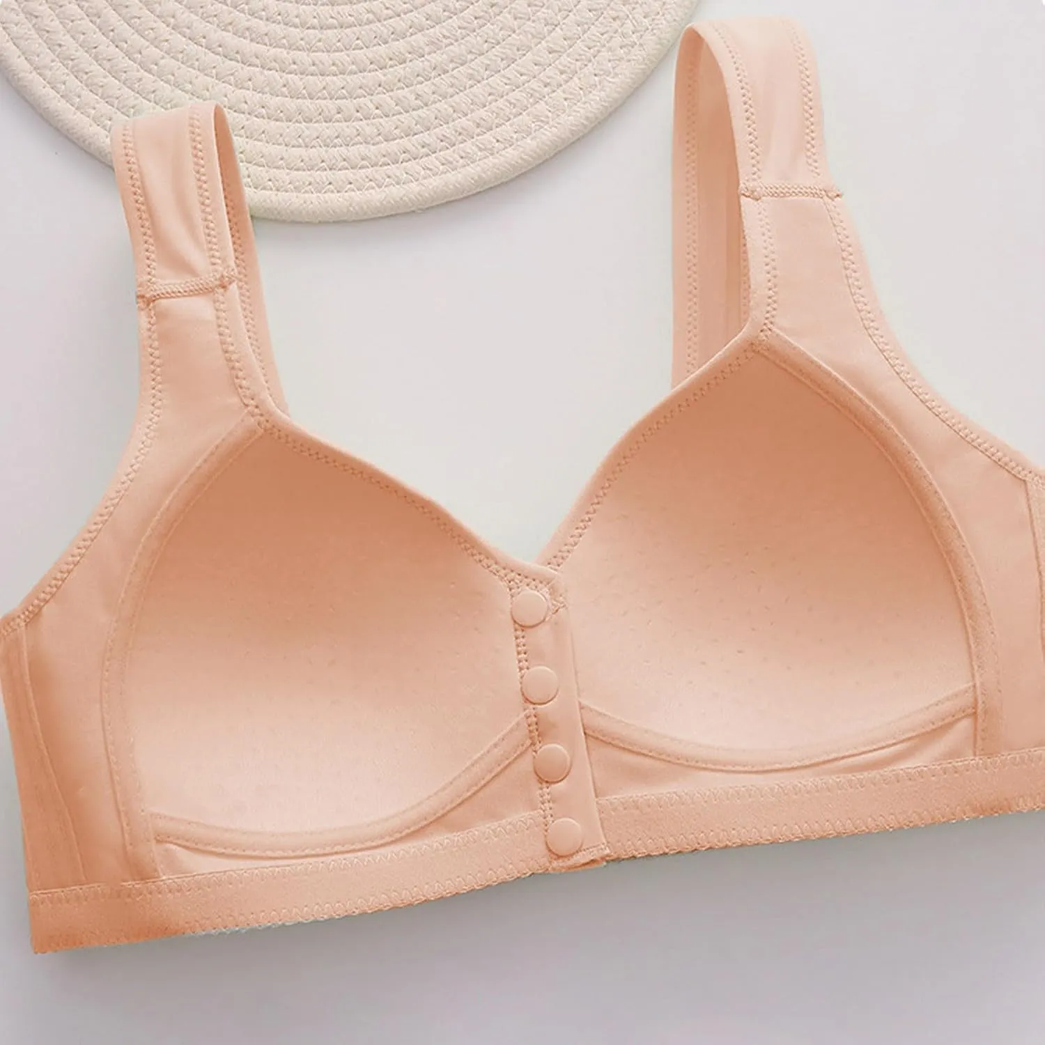 Daisy Bra for Seniors,No Underwire Comfortable Front Snap Closure Sleep Bras,Light Thin Breathable Simple Everyday Bra