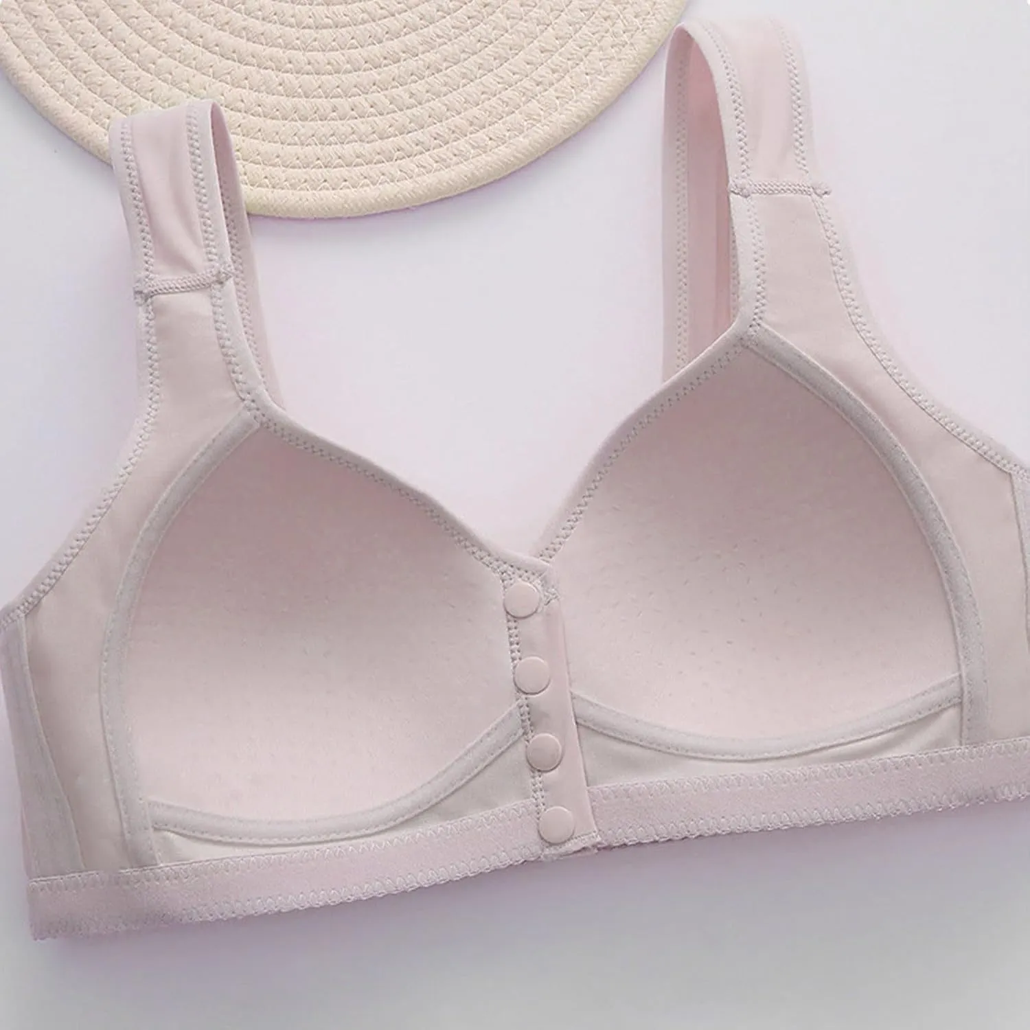 Daisy Bra for Seniors,No Underwire Comfortable Front Snap Closure Sleep Bras,Light Thin Breathable Simple Everyday Bra