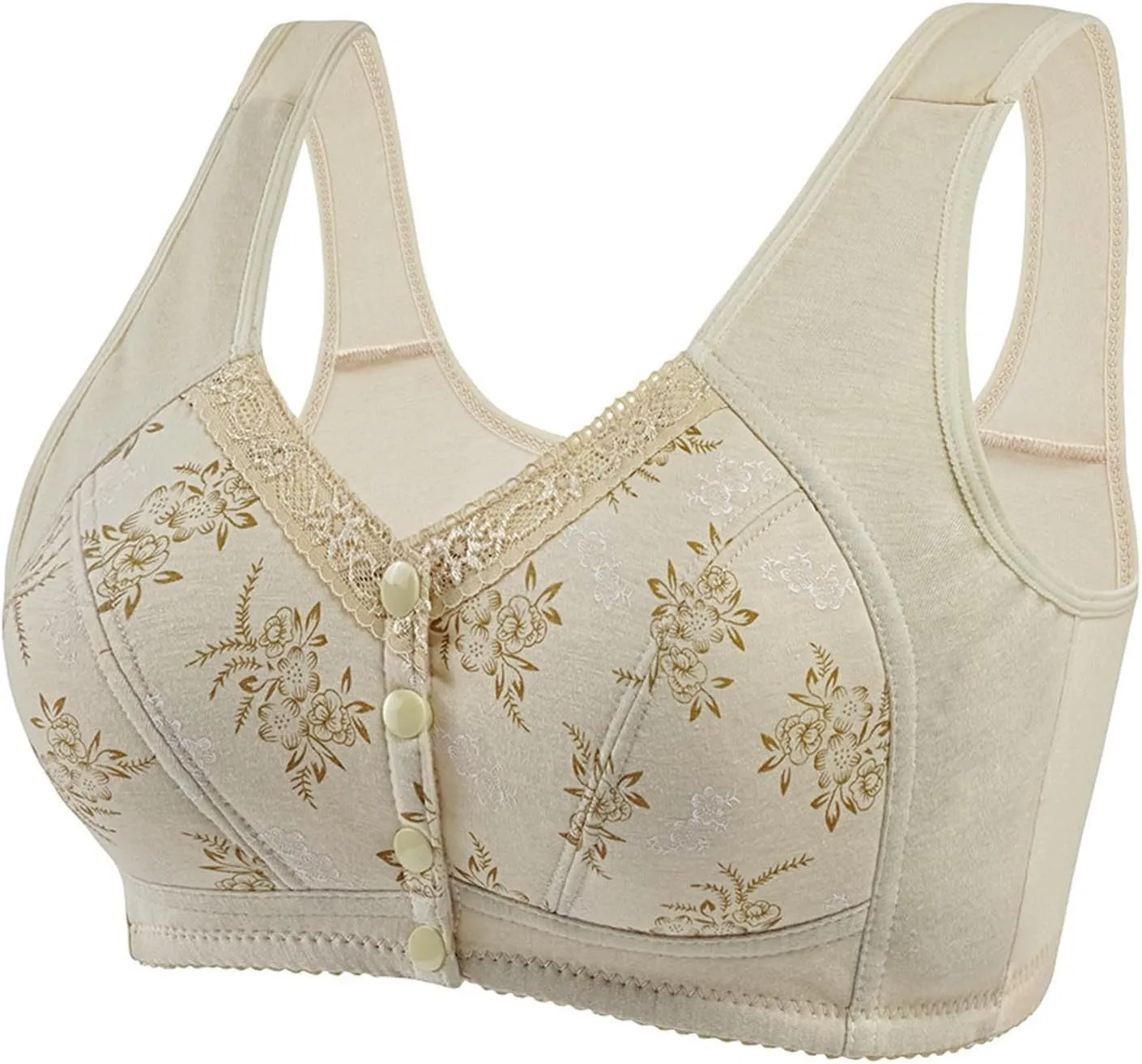 Daisy Bras for Older Women Front Button Close Convenient Everyday Bra 2024 New Comfortable No Underwire Gathering Bras