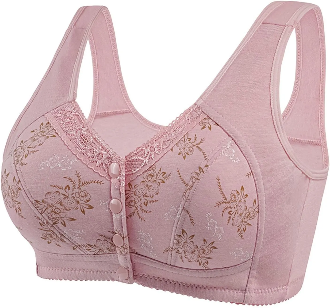 Daisy Bras for Older Women Front Button Close Convenient Everyday Bra 2024 New Comfortable No Underwire Gathering Bras
