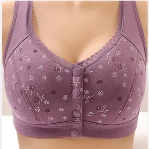 Daisy Bras for Older Women Front Closure Convenient Everyday Bras Mid Buttons Comfortable No Underwire Gathering Bras
