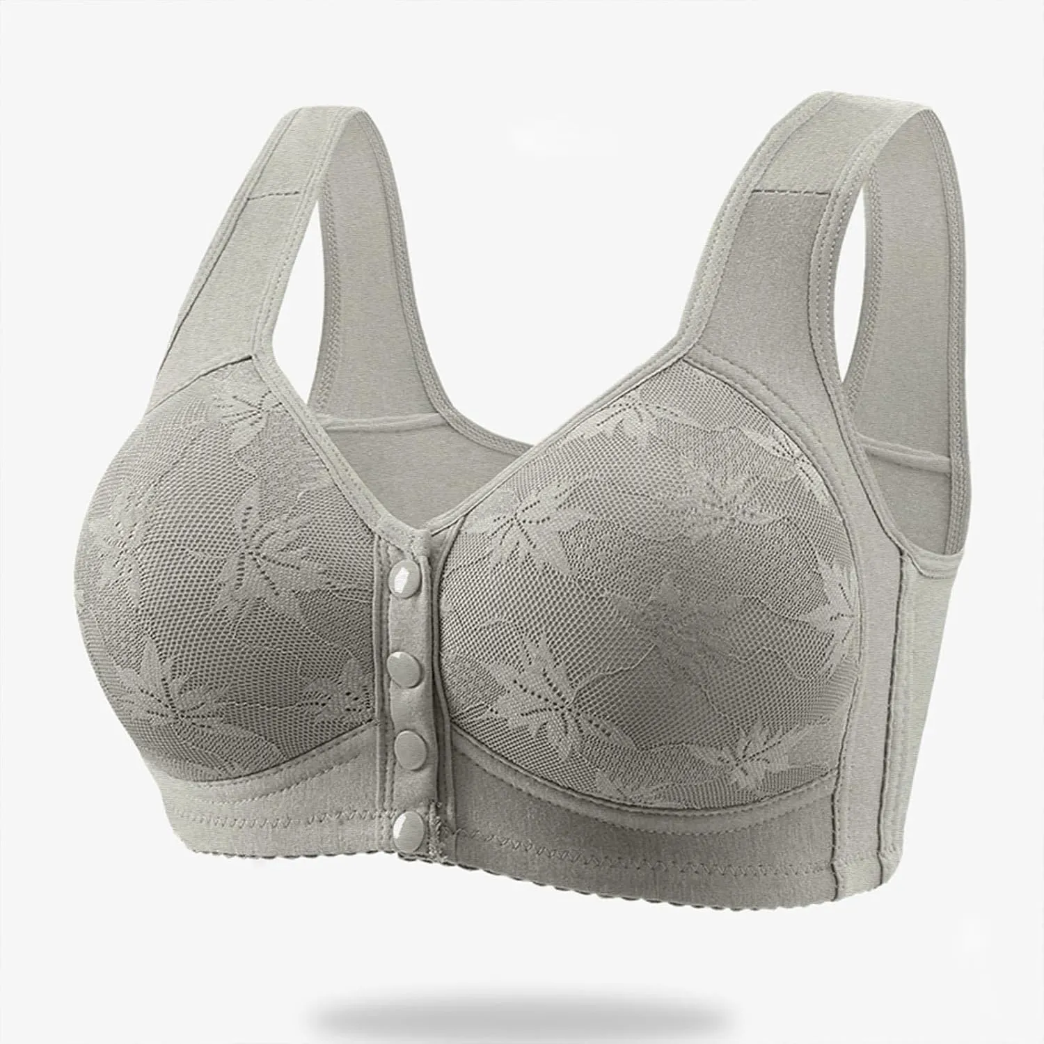 Daisy Bras for Older Women Front Closure Push up Bra No Underwire Senior Bra with Snaps 2025 Breathable Bras
