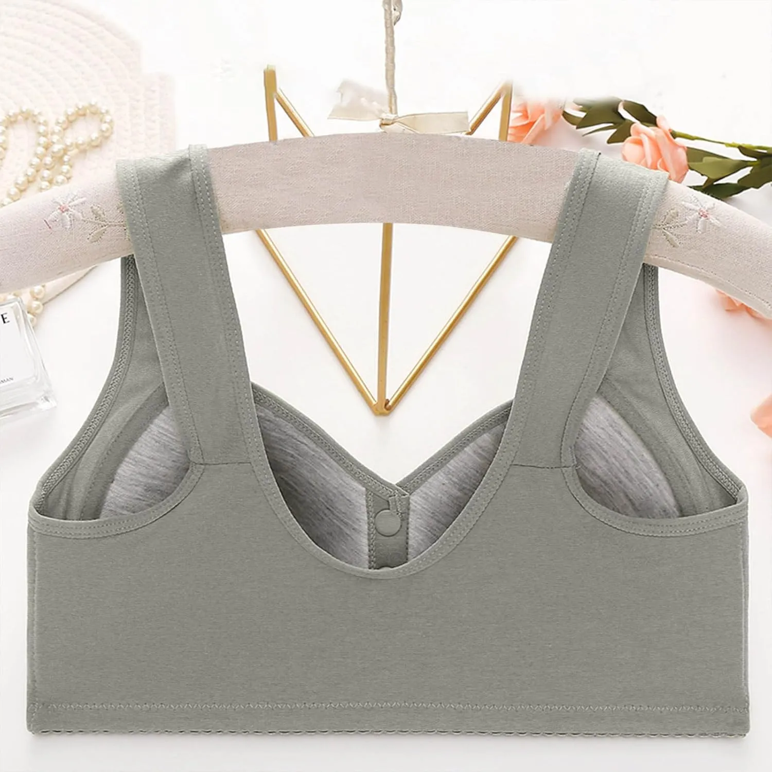 Daisy Bras for Older Women Front Closure Push up Bra No Underwire Senior Bra with Snaps 2025 Breathable Bras