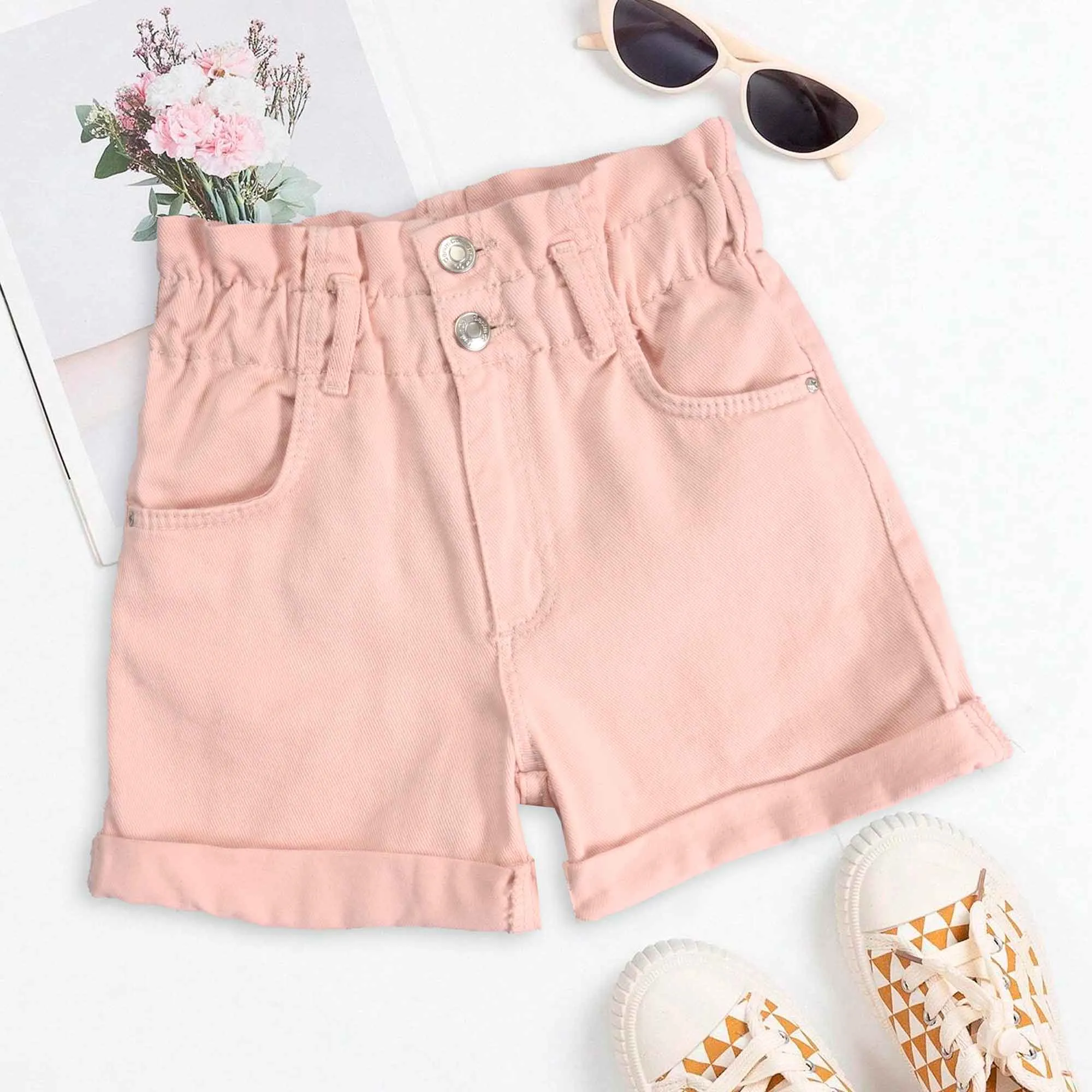 D&Co Girl's Comfortable Elasticated Denim Shorts