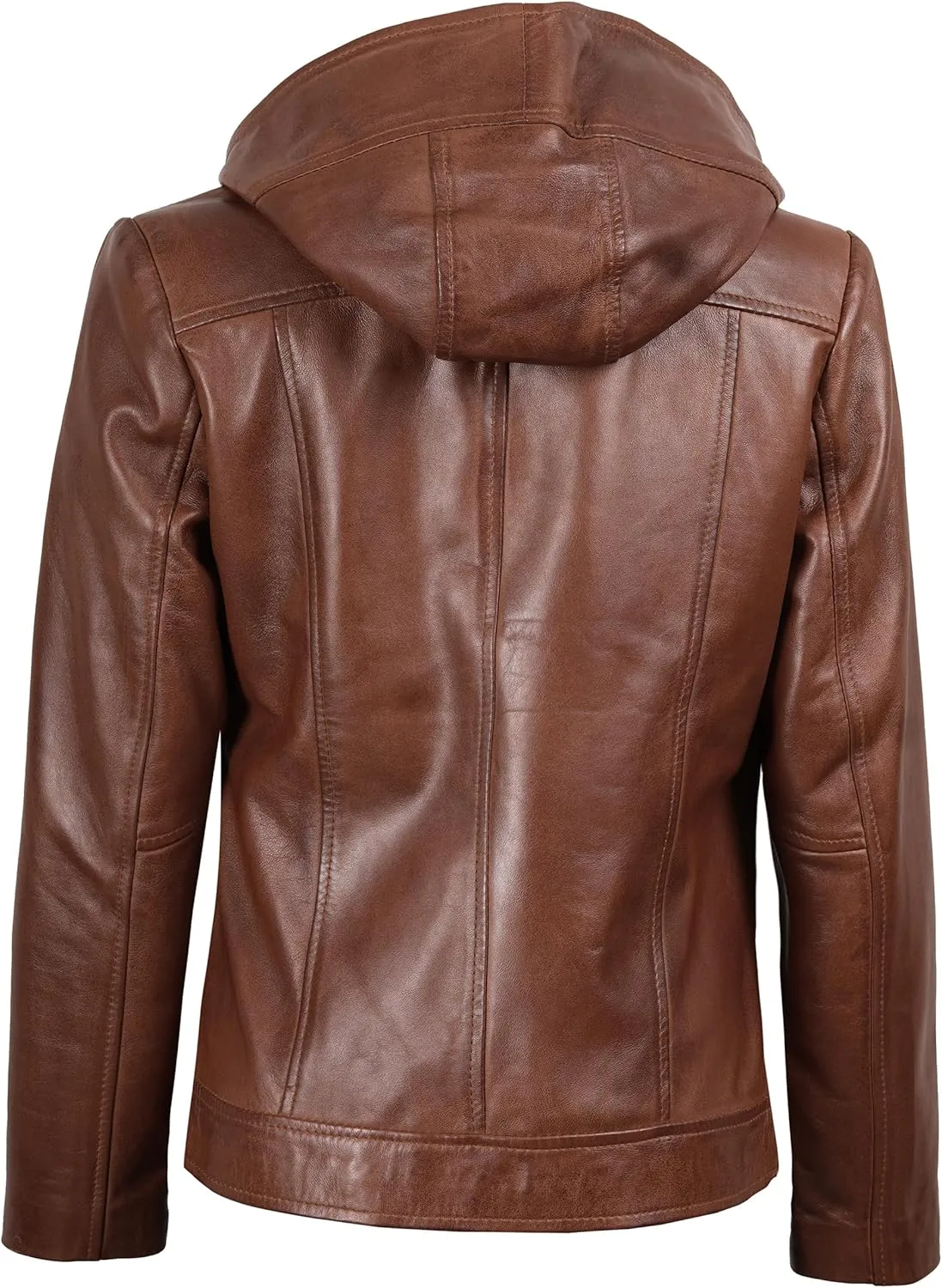 Decrum Hooded Leather Jacket Women - Casual Leather Jackets for Women
