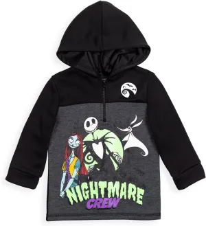 Disney Nightmare Before Christmas Jack Skellington Oogie Boogie Sally Fleece Quarter Zip Hoodie Toddler to Little Kid