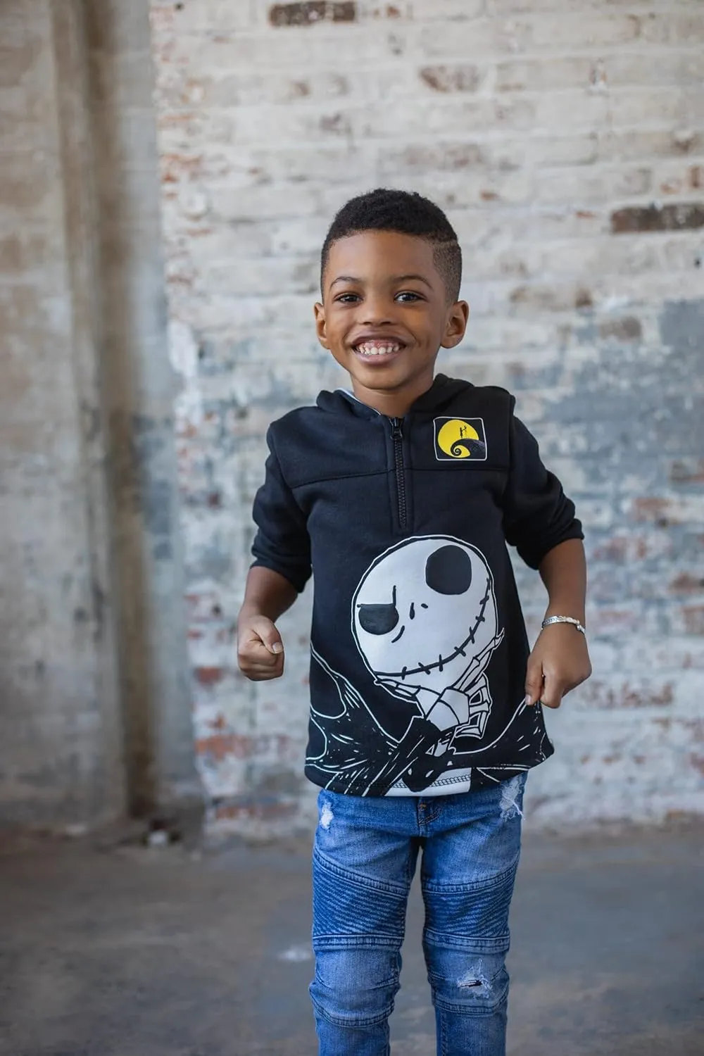Disney Nightmare Before Christmas Jack Skellington Oogie Boogie Sally Fleece Quarter Zip Hoodie Toddler to Little Kid