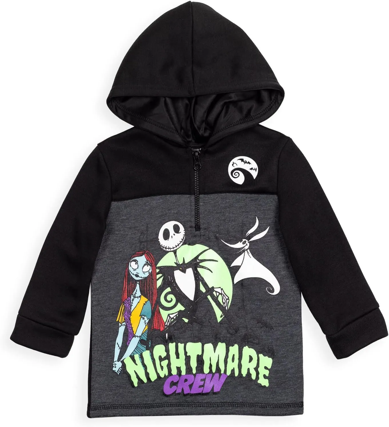Disney Nightmare Before Christmas Jack Skellington Oogie Boogie Sally Fleece Quarter Zip Hoodie Toddler to Little Kid