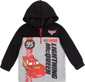 Disney Pixar Cars Lightning McQueen Fleece Half Zip Pullover Hoodie Toddler to Big Kid