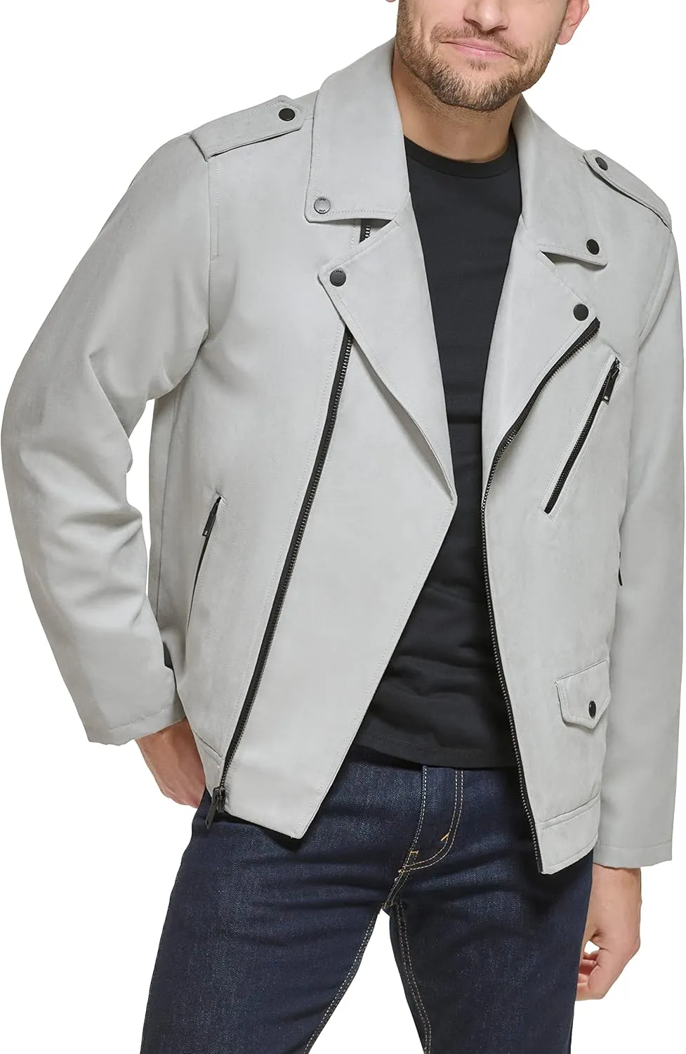DKNY Men's Modern Motorcycle Jacket