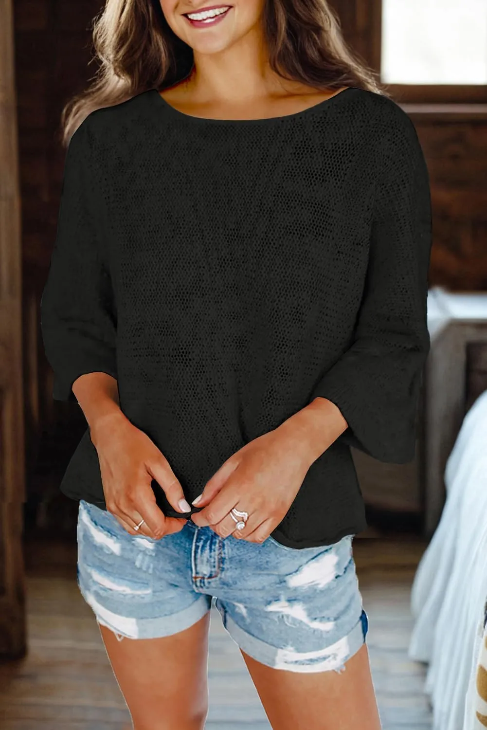 Dokotoo Womens 2025 Summer Casual Color Block Striped Lightweight Comfy Cable Knit Trendy Boho Clothes Pullover Sweaters