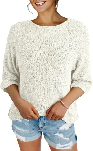 Dokotoo Womens 2025 Summer Casual Color Block Striped Lightweight Comfy Cable Knit Trendy Boho Clothes Pullover Sweaters