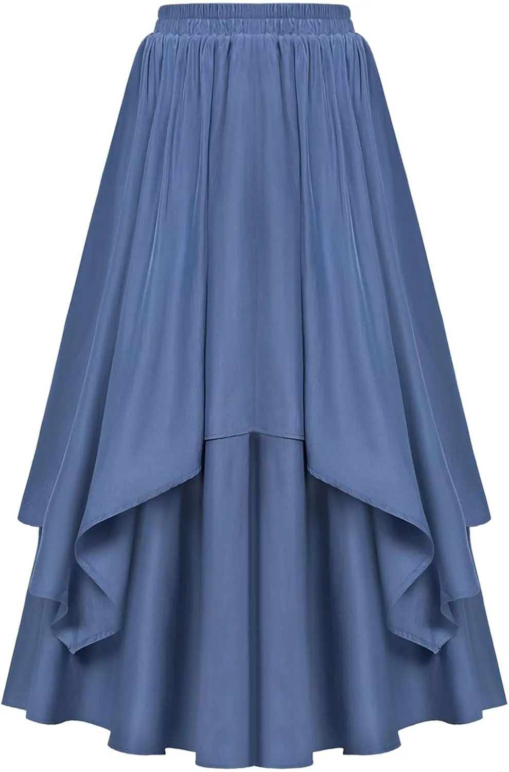 Double Layered Long Skirt for Women Trendy Asymmetrical Ruffle A Line Skirts Vintage High Waisted Long Skirt