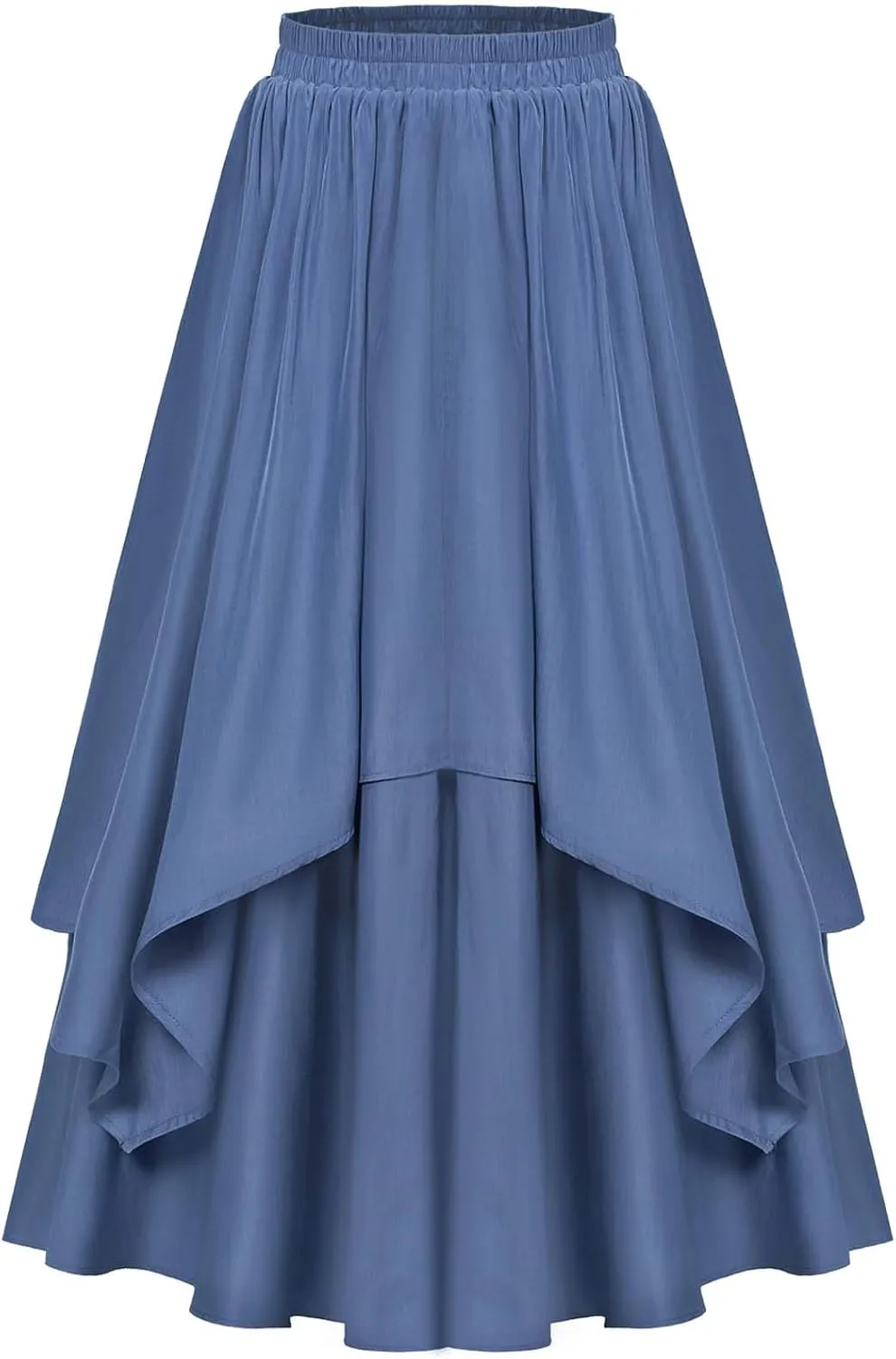 Double Layered Long Skirt for Women Trendy Asymmetrical Ruffle A Line Skirts Vintage High Waisted Long Skirt
