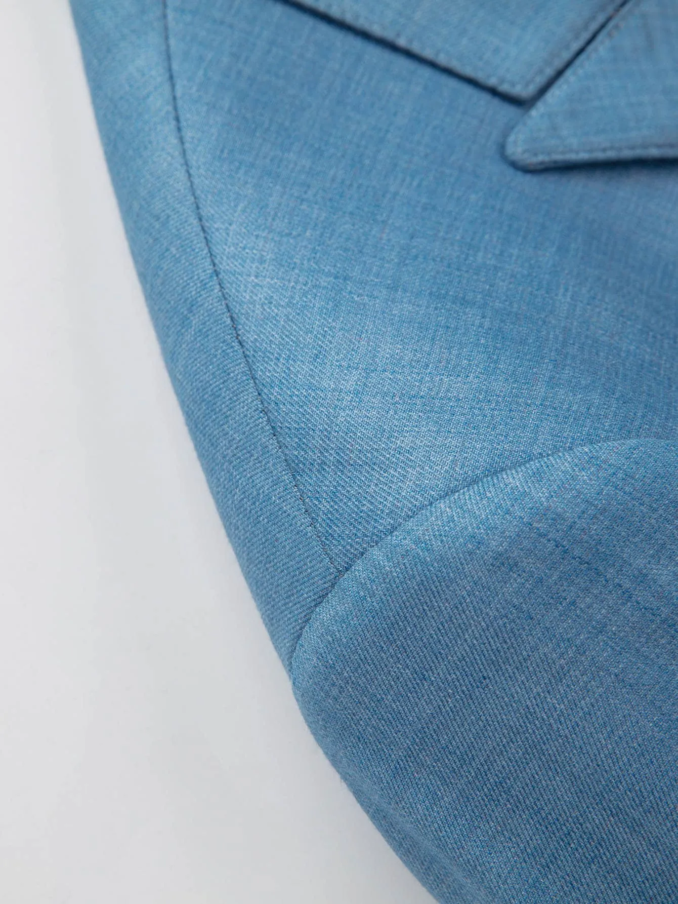 Dusty Blue Single Breasted Contrast Panel Slit Back Blazer