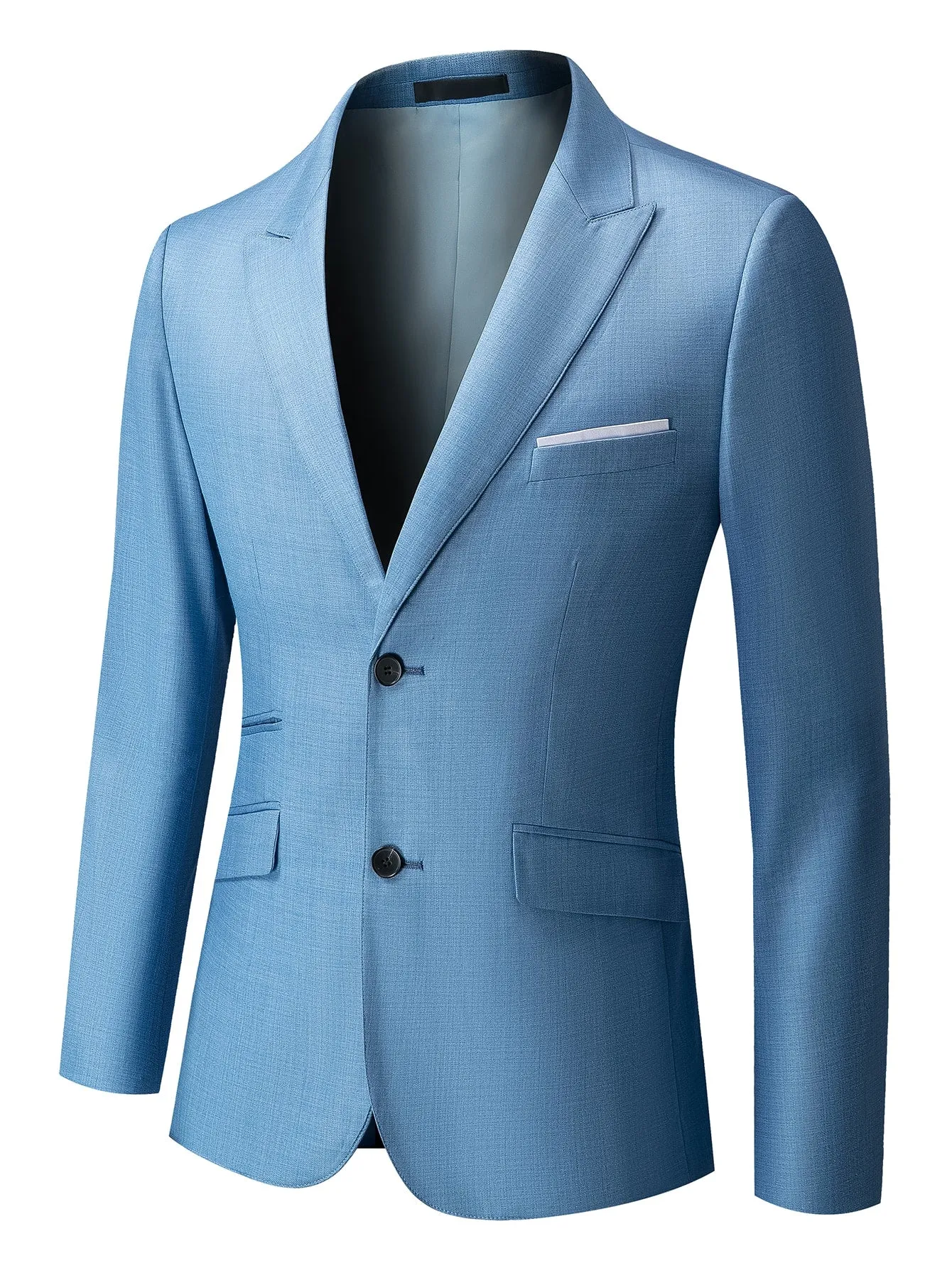 Dusty Blue Single Breasted Contrast Panel Slit Back Blazer