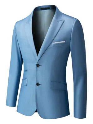 Dusty Blue Single Breasted Contrast Panel Slit Back Blazer